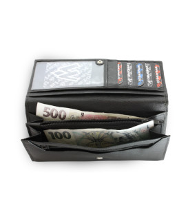 Černá dámská psaníčková kožená peněženka s klopnou 511-2018-60