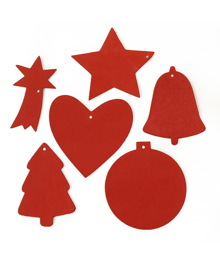 Červená sada kožených vánočních ozdob 412-1310-31