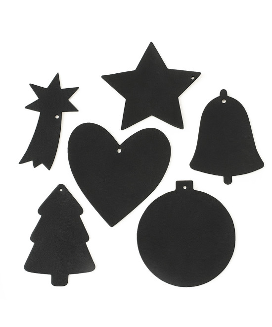 Černá sada kožených vánočních ozdob 412-1310-60