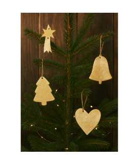 Zlatá sada kožených vánočních ozdob 412-1310-01