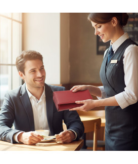 Červená kožená číšnická peněženka s kapsami na kreditní karty 515-2401C-31