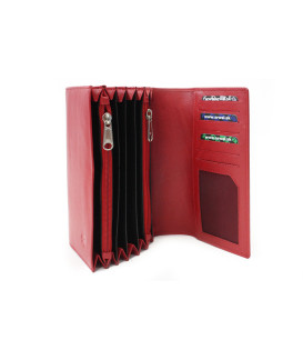 Červená kožená číšnická peněženka s kapsami na kreditní karty 515-2401C-31