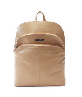 Béžový kožený zipový batoh 311-8955-82