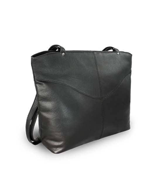 Černá kožená zipová kabelka se dvěma popruhy 212-2018-60