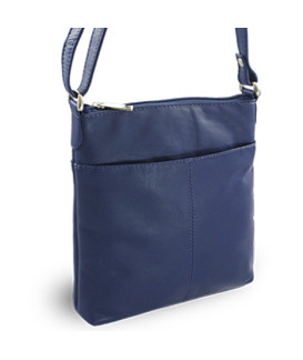 Modrá kožená zipová kabelka 212-3013-97