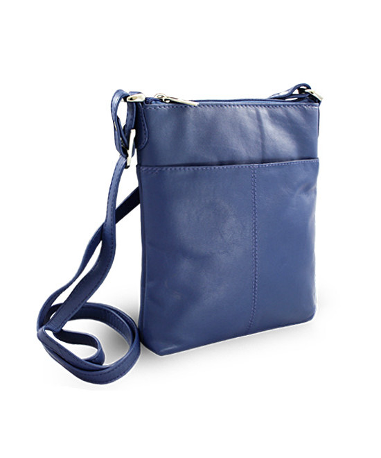 Modrá kožená zipová kabelka 212-3013-97