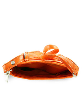 Oranžová kožená zipová kabelka 212-3013-84