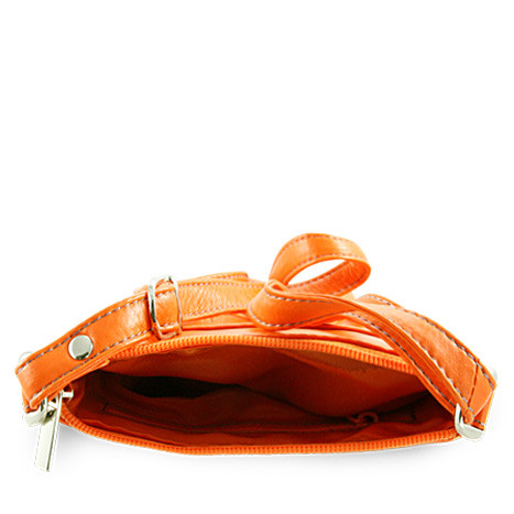 Oranžová kožená zipová kabelka 212-3013-84