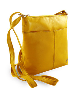 Žlutá kožená zipová kabelka 212-3013-86
