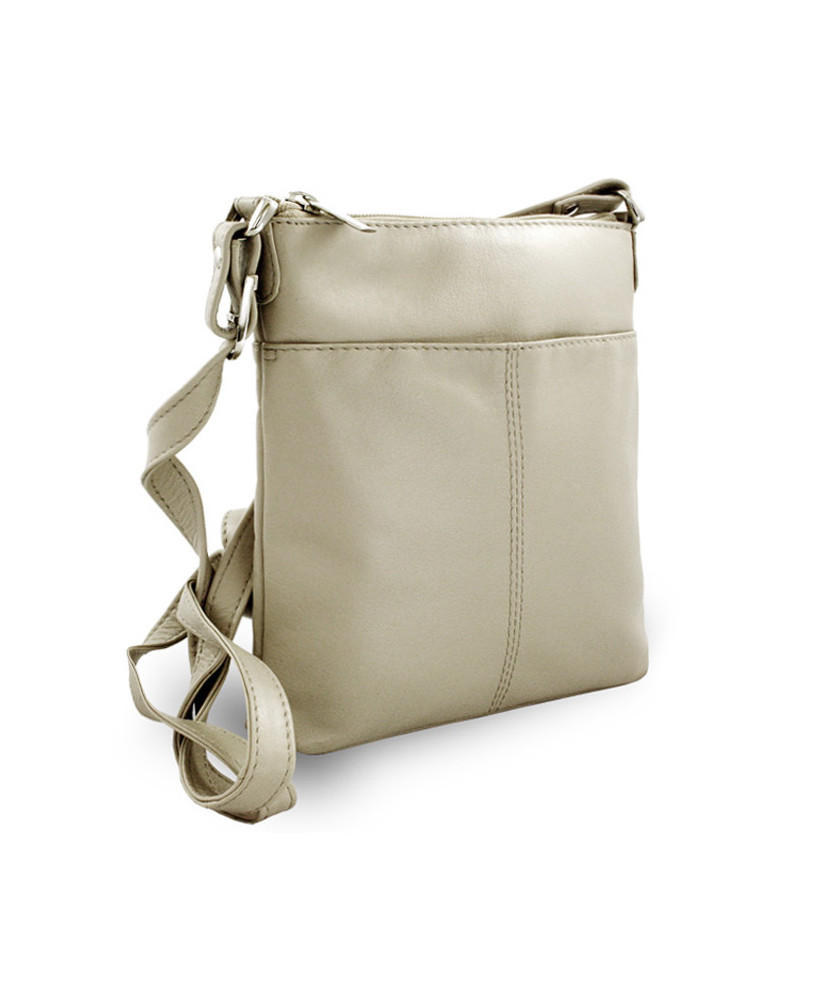 Světle šedá kožená zipová kabelka 212-3013-20