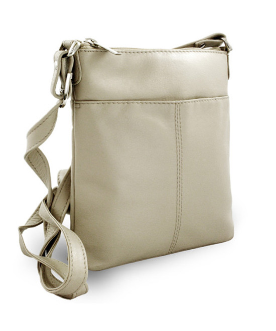 Světle šedá kožená zipová kabelka 212-3013-20