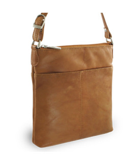 Světle hnědá kožená zipová kabelka 212-3013-05