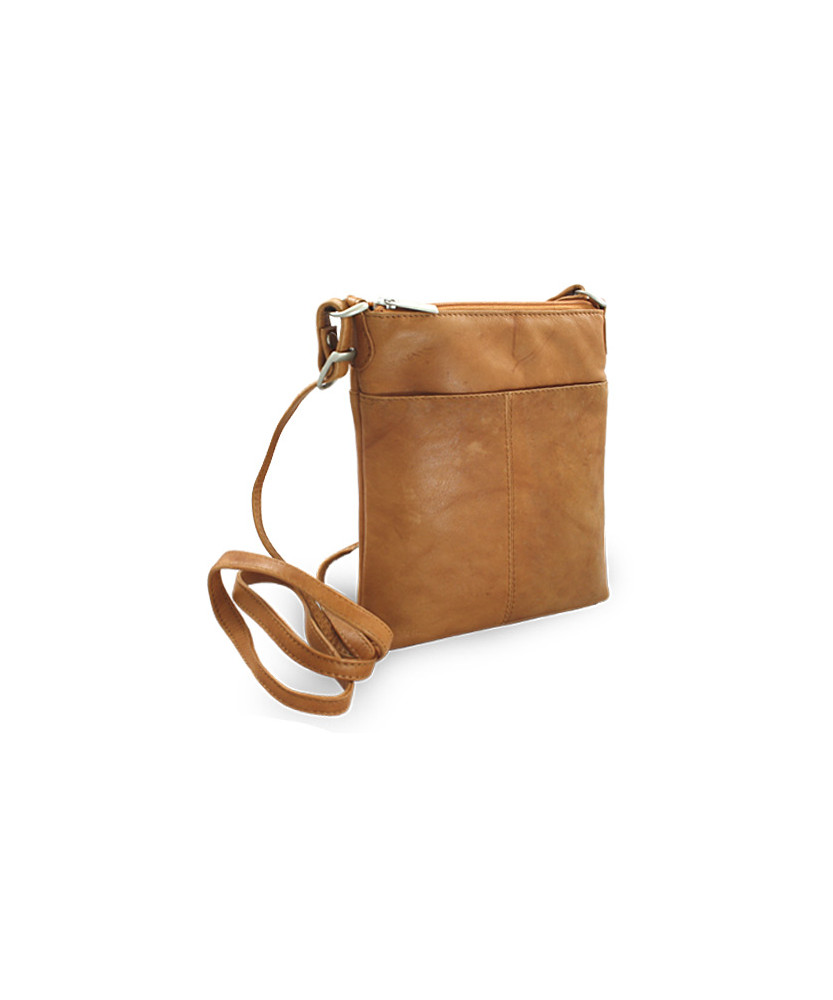 Světle hnědá kožená zipová kabelka 212-3013-05