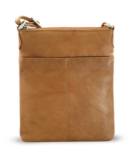 Světle hnědá kožená zipová kabelka 212-3013-05