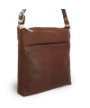 Tmavě hnědá kožená zipová kabelka 212-3013-47