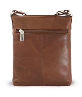 Tmavě hnědá kožená zipová kabelka 212-3013-47