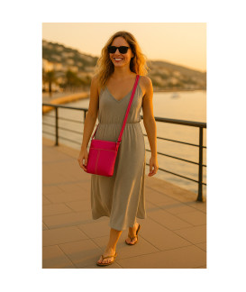 Fuxiová kožená zipová kabelka 212-3013-36