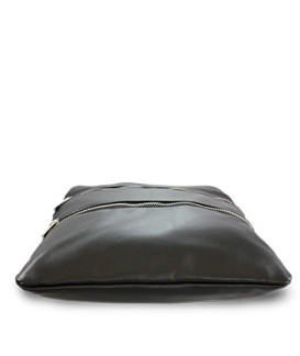 Černá kožená zipová kabelka s popruhem 212-3066-60