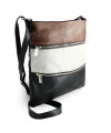 Tříbarevná kožená zipová kabelka s popruhem 212-3066-60/20/47