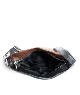 Tříbarevná kožená zipová kabelka s popruhem 212-3066-60/20/47