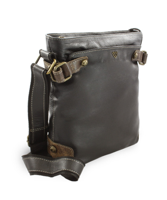 Černá kožená zipová kabelka 212-5713-60