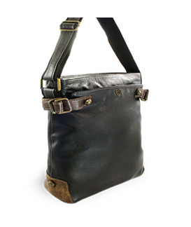 Černá kožená zipová kabelka 212-5713-60