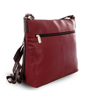 Burgundy-černá kožená zipová kabelka 212-3015-60/34