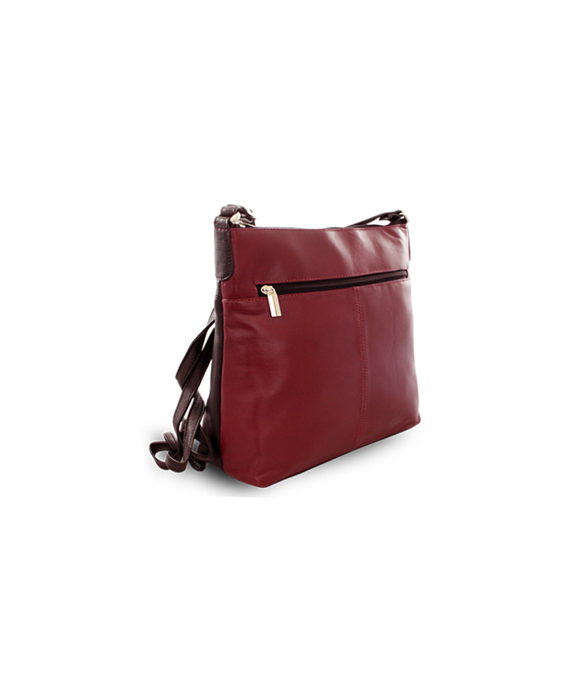 Burgundy-černá kožená zipová kabelka 212-3015-60/34