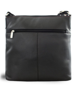 Burgundy-černá kožená zipová kabelka 212-3015-60/34