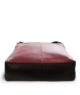 Burgundy-černá kožená zipová kabelka 212-3015-60/34