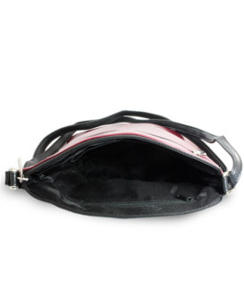 Burgundy-černá kožená zipová kabelka 212-3015-60/34