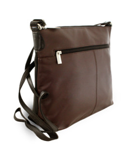 Hnědočerná kožená zipová kabelka 212-3015-60/40