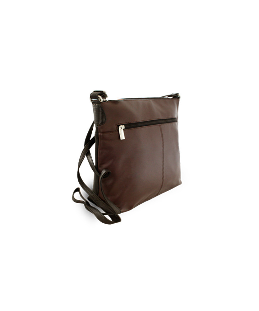 Hnědočerná kožená zipová kabelka 212-3015-60/40