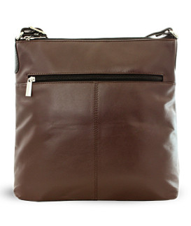 Hnědočerná kožená zipová kabelka 212-3015-60/40