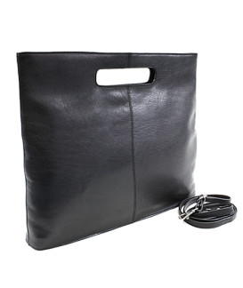 Černá kožená zipová kabelka 212-9123-60