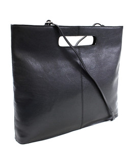 Černá kožená zipová kabelka 212-9123-60