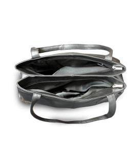 Černá kožená dvouzipová kabelka se dvěma popruhy 212-2092-60