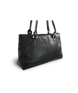 Černá kožená zipová kabelka se dvěma popruhy 212-2058-60