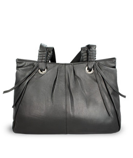 Černá dámská kožená zipová kabelka 212-2068-60