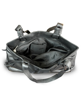 Černá dámská kožená zipová kabelka 212-2068-60