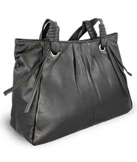 Černá dámská kožená zipová kabelka 212-2068-60