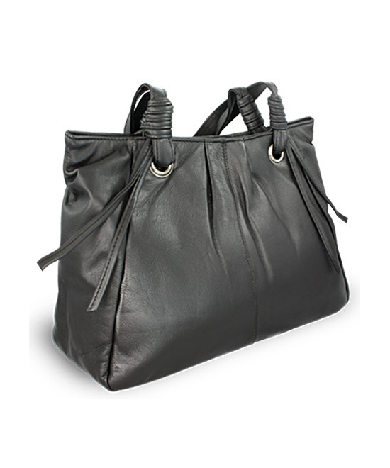 Černá dámská kožená zipová kabelka 212-2068-60