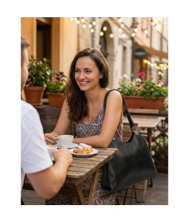 Černá kožená zipová kabelka se dvěma popruhy 212-8013-60