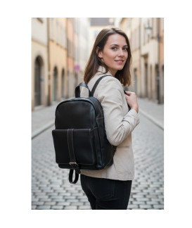Černý kožený batoh 311-1717-60/40