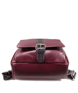 Vínově červený kožený batoh 311-1717-34/60