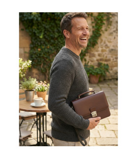 Hnědá pánská kožená dokladová etue s držadlem 611-2411A-40