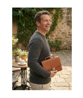 Světle hnědá pánská kožená dokladová etue s držadlem 611-2411A-05