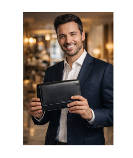 Černá pánská kožená dokladová etue 611-2412-60