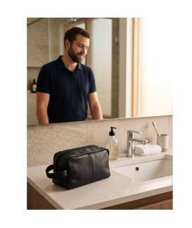 Černá kožená kosmetická etue 611-2059-60