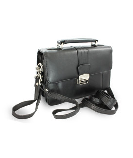 Černá pánská kožená etue se sklápěcím registrem a držadlem 611-2415-60